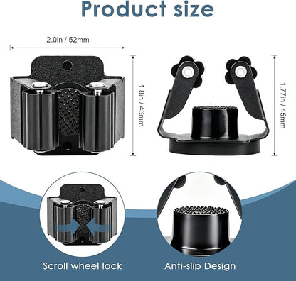 Magnetic Broom Holder Wall Mount, 5PCS No-drill Broom and Mop Organizer Wall Hanging,12lbs Heavy Duty Magnetic Tool Holder for Work Garage Laundry Kitchen RV Van Accessories (5)