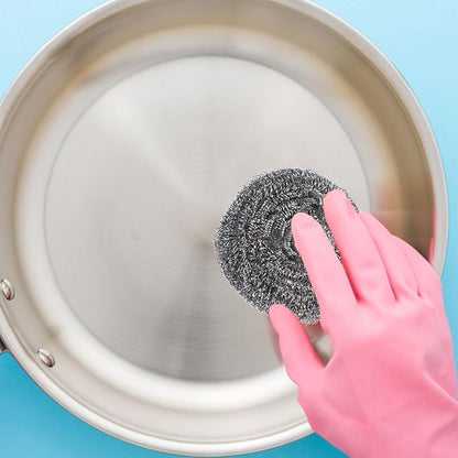 6pcs Pot Metal Scrubbers Steel Wire Scrubbing Balls Set for Heavy Duty Pan and Kitchen Cleaning, Sturdy Silver Scouring Pads for Stove, Oven, and Home Dishwashing