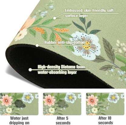 Sink Faucet Absorbing Mat, 2 Pack Drying Mat Around Faucet Sink Splash Guard Behind Faucet Sinkmat For Kitchen Bathroom Island Rv 24 * 5.5 Inch (60 * 14 cm)