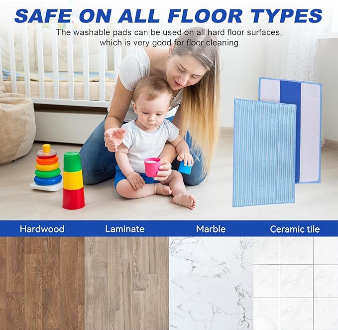 Microfiber Mop Pads Replacement for HAAN FS, SI and MS Series Steamers - Washable Reusable Mop Head Refill for Floor Cleaning - 3 Pack