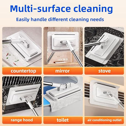 Clip on Mini Mop for Kitchen Counter & Floor – No Wash & Cloth Changing Lazy Mop | Automatic Gripping & Zero-Touch Press-Grip System with 20 Cloths