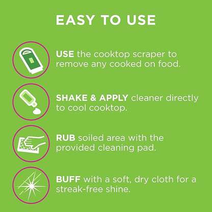 Affresh Cooktop Cleaning Kit, Safe for Glass & Ceramic Cooktops, Includes 5 oz cleaner, 5 pads, 1 scraper (Pack of 2)
