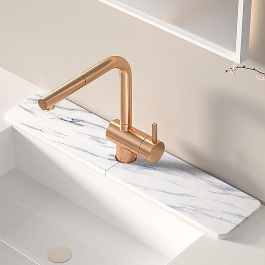 Kitchen Sink Faucet Mat, Diatomaceous Earth Quick Dry Sink Splashback Drying Mat, Kitchen Faucet Super Absorbent Mat, Quick-Drying Water Absorbing Stone Tray (Marble Stripes, 23.6" x 3.9")