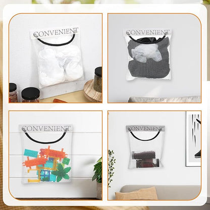 2 Pcs Grocery Bag Holder for Plastic Bags Wall Mount Mesh Convenient Storage Organizer Reusable Plastic Bag Dispenser Net Trash Bags Dispenser for Kitchen Bathroom Bedroom