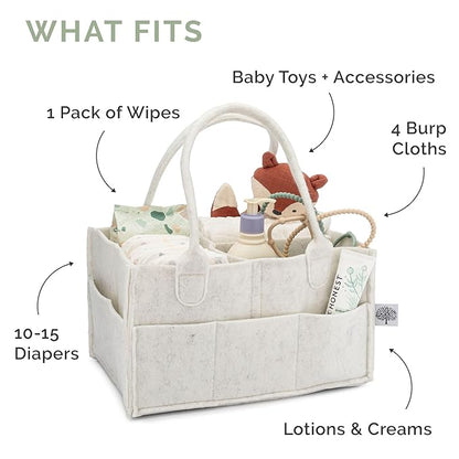 Parker Baby Co. Diaper Caddy - Nursery Storage Bin and Car Organizer for Diapers and Baby Wipes - Gray, Large