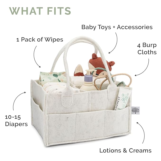 Parker Baby Diaper Caddy - Nursery Storage Bin and Car Organizer for Diapers and Baby Wipes - Charcoal, Regular