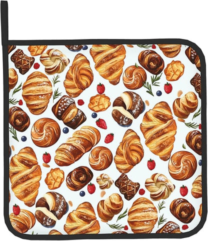 Oven Mitt and Pot Holders Sets - Food Oven Gloves Hot Pads Set of 2 Bread Kitchen Mitts for Cooking BBQ Baking Grilling