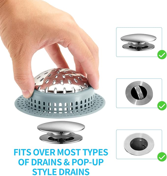 Aluvor Shower Drain Hair Catcher, Shower Drain Cover, Bathtub Drain Hair Catcher for Pop-Up & Regular Drains