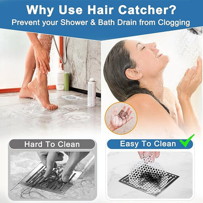Disposable Shower Drain Hair Catcher Mesh Stickers, 50 Pack, Hair Catcher for Shower (White, 50 Pcs) NRHC-01