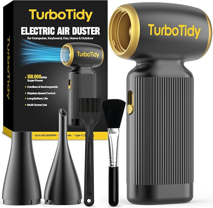 Air Compressor, Electric Air Duster, Cordless Air Compressor & Dust Buster, 150K RPM Brushless Leaf Blower Alternative, Rechargeable Compressed Air Duster for Car Accessories & Electronics