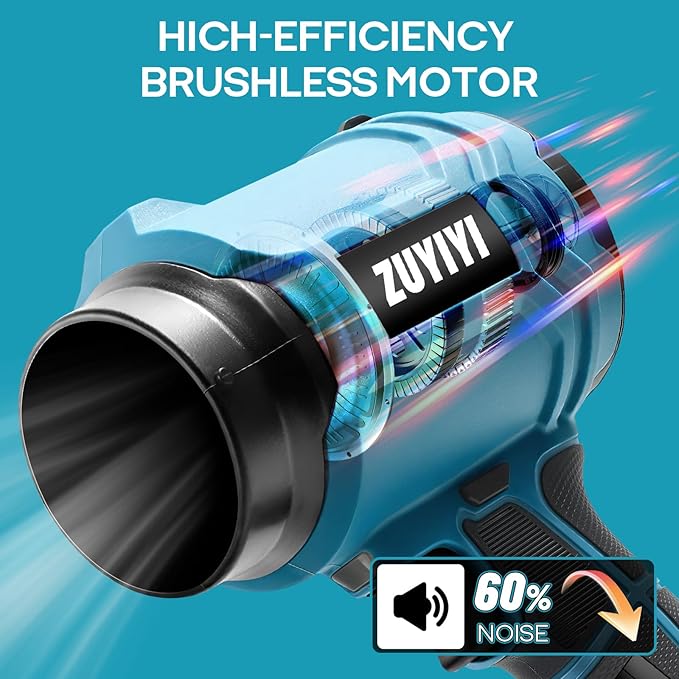 Cordless Leaf Blower, Brushless Mini Jet Dry Blower 40000 RPM 475 MPH, Handheld Turbofan Air Blowers with 2×6.0Ah Battery, Extended Nozzle for Lawn Care, Patio Cleaning, Dust