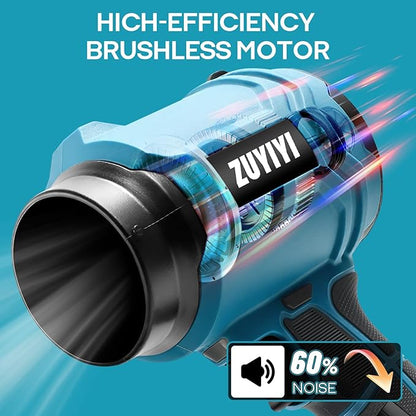 Cordless Leaf Blower, Brushless Mini Jet Dry Blower 40000 RPM 475 MPH, Handheld Turbofan Air Blowers with 2×6.0Ah Battery, Extended Nozzle for Lawn Care, Patio Cleaning, Dust