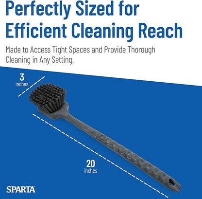 SPARTA 40501EC03 Plastic Large Scrub Brush, Kitchen Brush, Utility Brush With Long Handle For Cleaning, 20 Inches, Black