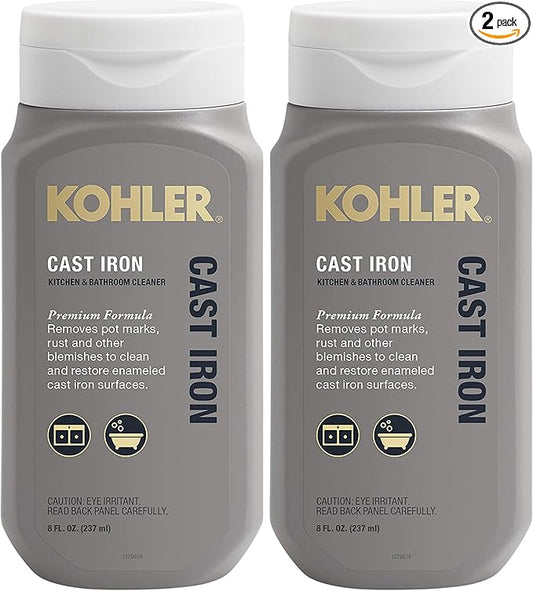 KOHLER K-23725-NA Cast Iron Cleaner, For Kitchen and Bathroom, 8 oz Bottle, Non-abrasive Cream-based Cleaner (Pack of 2)