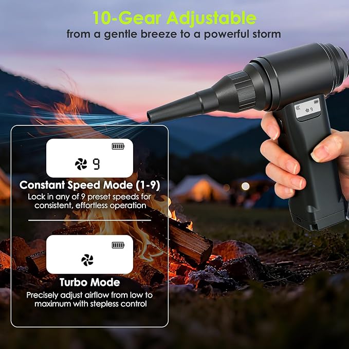 Electric Compressed Air Duster, 300,000RPM Cordless Air Blower for Dust Removal, Duster/Vacuum 2-in-1 with 10 Speeds, 20000mAh Rechargeable & 4 Nozzles Dust Blower for PC, Keyboard, Car, Outdoor