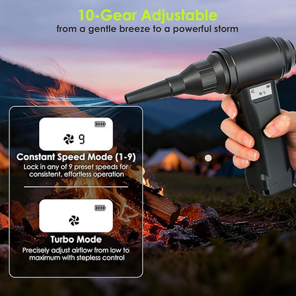 Electric Compressed Air Duster, 300,000RPM Cordless Air Blower for Dust Removal, Duster/Vacuum 2-in-1 with 10 Speeds, 20000mAh Rechargeable & 4 Nozzles Dust Blower for PC, Keyboard, Car, Outdoor