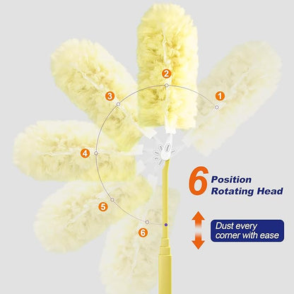 JOYMOOP Scented Telescopic Duster kit, 3FT Extendable Handle (Yellow) + 48 Yellow Refills for Swiffer Feather Duster,Easy Cleaning for Ceilings, Ceiling Fans, Blinds, Vents & Shelves