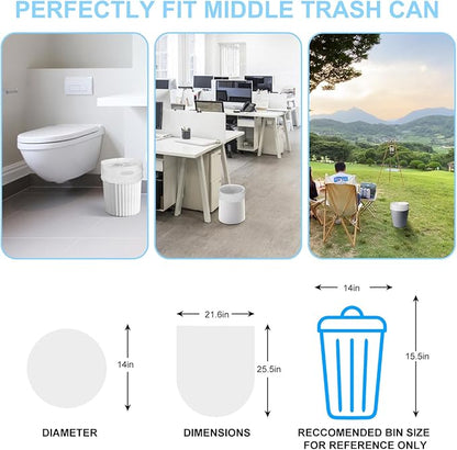 Medium Garbage Bags 8 Gallon / 30 Liters Trash Bags for Office, Kitchen, Camping, 80 Count, Clear White