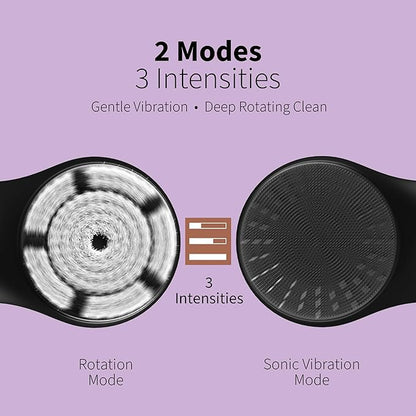 Premium Facial Cleansing Brush,Waterproof Face Scrubber,Spin & Sonic Modes with 3 Intensities,Magnetic 3-Head System for Deep Pore Cleaning, Gentle Exfoliation & Sensitive Skin Care - for Women & Men
