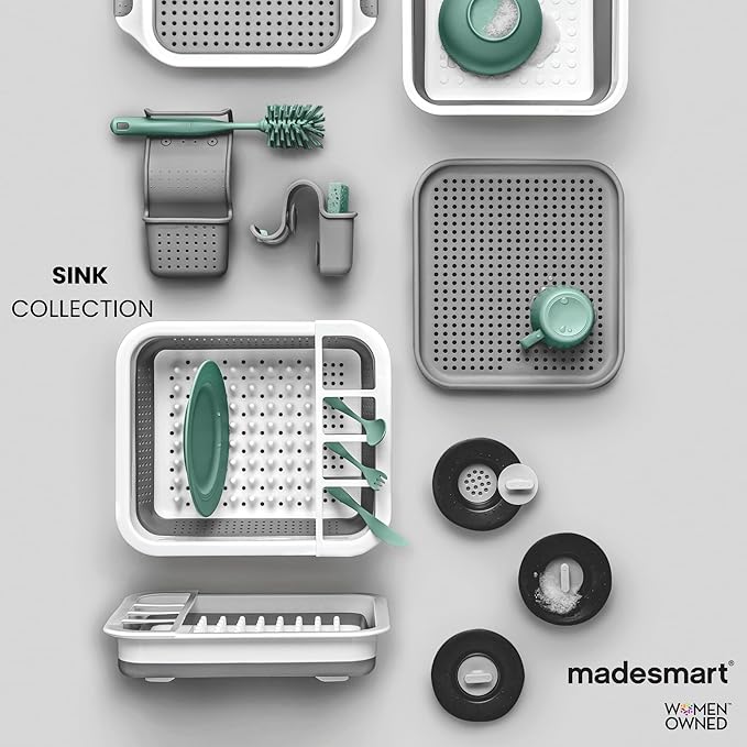 madesmart Large Soft Handle Tote, Portable Shower Caddy and Cleaning Supply Organizer, BPA-Free Plastic Storage Basket with Soft Grip Handle and Ventilation, 12 x 10 x 8 Inches, White