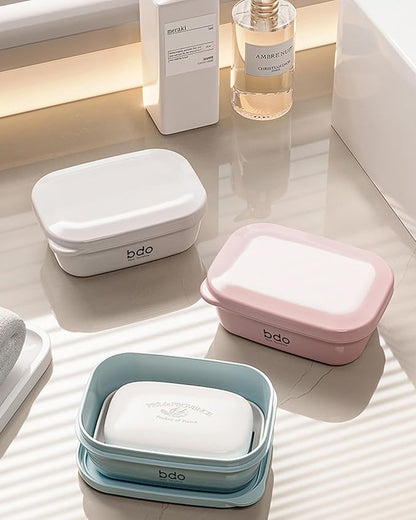 PEISAINOX Travel Soap Case, Leakproof Soap Container with Lid, Portable Bar Soap Holder for Traveling, Soap Dishe for Bathroom, Shower, Gym, School, Camping, Vacation, Outdoor (Pink)