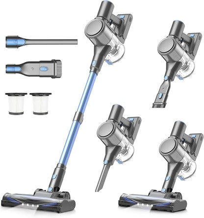 Zefiro Cordless Vacuum Cleaner for Home, 500W/45Kpa 50Mins Stick Vacuum, Anti-Tangle 1.5L Dust Cup, Rechargeable Wireless Handheld Vacuum for Pet Hairs/Carpets/Floors