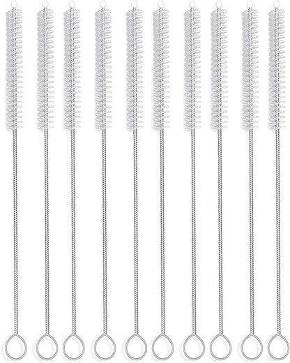 12 Inch Extra Long Straw Brush Cleaner (10 Pack), Flexible Nylon Tube Cleaning Brushes with 0.4 Inch Bristle Head, Rust-Proof Stainless Steel Wire for Reusable Tumbler Straws, Pet Fountains & Pipes