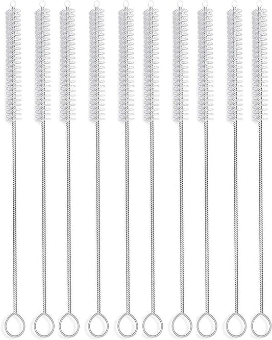 12 Inch Extra Long Straw Brush Cleaner (10 Pack), Flexible Nylon Tube Cleaning Brushes with 0.4 Inch Bristle Head, Rust-Proof Stainless Steel Wire for Reusable Tumbler Straws, Pet Fountains & Pipes