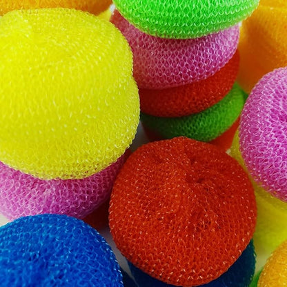 TIHOOD 30PCS Scrubbing Pads Non Scratch Dish Scrubber Round Scouring Pad Assorted Color Washing Scrubbers Kitchen Cleaning Tools Pot Scour for Household