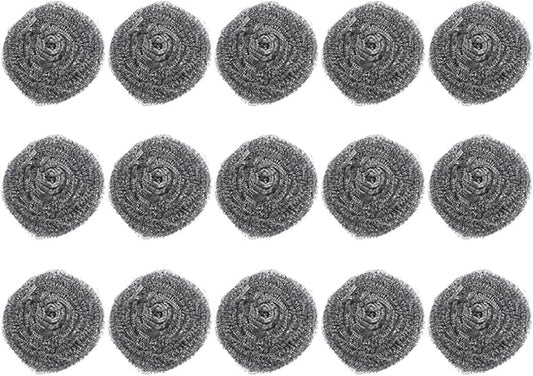 15pcs Stainless Steel Pot Scrubber Wire Balls Kitchen Pan Cleaning Brush Set Heavy-Duty Metal Scouring Pads for Dishwashing and Pot Washing Household Cleaning Tools