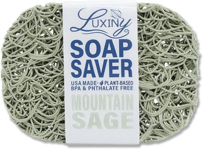 Soap Savers for Bar Soap & Shampoo Bar Holder, American Made by Luxiny, Lifts Soap in Soap Dishes & Shower Soap Holders –Bars & Soap Lasts Longer- Made from Plant Based Materials (Mountain Sage)