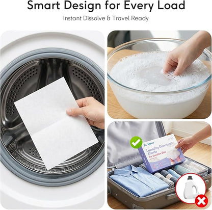 BellaLuce Sensitive Skin Laundry Detergent Sheets, 100 Loads (50 Count) - Hypoallergenic & Fragrance Free Washing Strips, Gentle for Baby, Travel & Dorm Essentials
