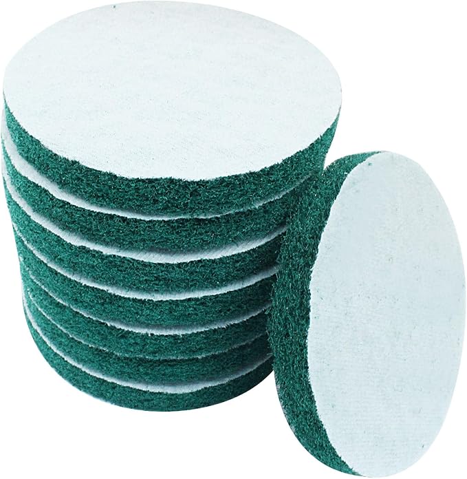 5 Inch Replacement Scrub Pads, 8 Pack Super Abrasive Green Scrubbing Pads, 180-240 Grit Drill Power Brush, Heavy Duty Cleaning Pads for Kitchen, Bathroom, Carpet, Shower, Tub, Grill, Tile
