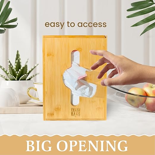 Extra Large Trash Bag Dispenser Holder, Fits 13,30,33 Gallon & Large Rolls, Wall Mount or Under Sink Organizer with 3 Rubber Bands, Kitchen & Pantry Garbage Bag Storage.