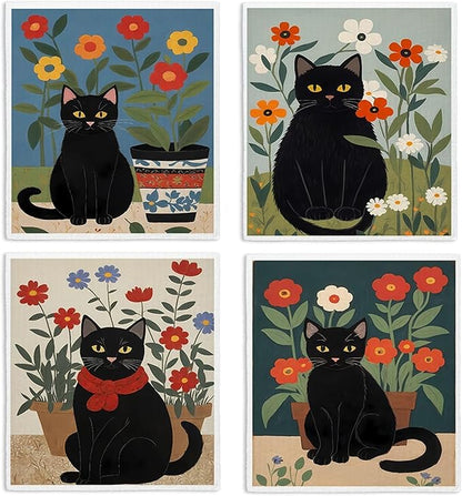 Cat Swedish Dishcloths for Kitchen, Papaya Reusable Paper Towels, 4 Pack Dish Towels for Kitchen, Swedish Dish Cloths, Reusable Paper Towels Washable