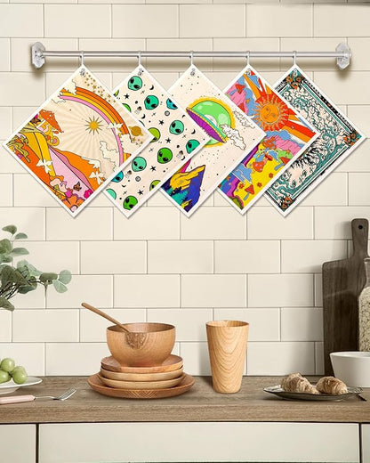 Miss Adola Swedish Dishcloths for Kitchen - 5 Pack Reusable Dish Cloths for Washing Dishes Absorbent Cute Funny Kitchen Towels Cleaning Sponge, Alien