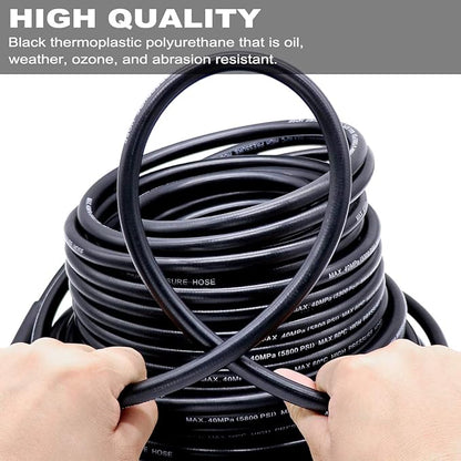Sewer Jetter Kit 100FT for Pressure Washer, 5800PSI Drain Cleaner Hose 1/4 Inch NPT Corner Rotating and Button Nose Sewer Jetting Nozzle Spanner Waterproof Tape Pearl Corsage Pin