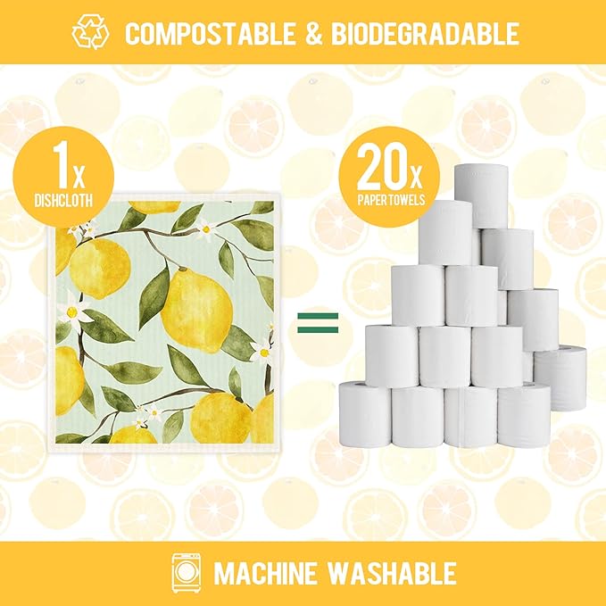 Mixed Fruit Swedish Kitchen Dishcloths Reusable Dish Towels Absorbent and Fast Dry Cleaning Cloths for Kitchen Cleaning Wipes 6 Pieces