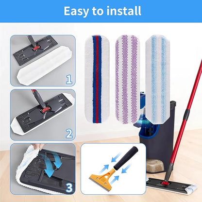 6 Pack Mop Replacement Pads Compatible with O Cedar H2pro Flat Mop System, Microfiber Mop Pads Replacements for O Cedar h2pro,Washable and Reusable H2pro Mop Refills for Hard Floor Deep Cleaning
