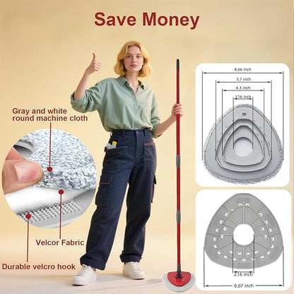 Flat Mop Head Replacements for Ocedar, Microfiber Mopping Head Refill for O-Cedar EasyWring and RinseClean Sys, 4 Pack Flat Spin Mop Pads & 1 Plastic Pad for Cleaning Floor, Wall, Ceiling