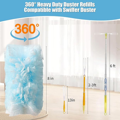 50 Count 360° Heavy Duty Duster Refills Compatible with Swiffer, Larger -Extra Thick Electrostatic Disposable dusters Refill for Electronics, Furniture, Blinds, Ceiling Fans, Unscented