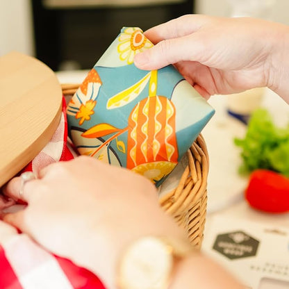Bread Food Wrap Swirl, 21 x 18 inches, GOTS Certified 100% Organic Cotton. Beeswax, Reusable and Compostable.