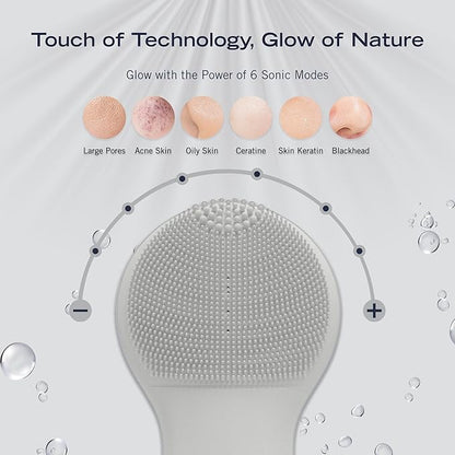 Nautica PC130 Sonic Facial Cleansing Brush Made with Ultra Hygienic Soft Silicone, Waterproof and Rechargeable Face Scrub Brush for Men & Women - (Milk)