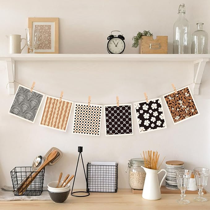 Swedish Dishcloths for Kitchen, 6 Pack Geometric Washable Dish, Rags Cellulose Reusable Cleaning Paper Towels，Absorbent Counter Dish Cloth Sponge Wipes，Biodegradable Kitchen Dish Rags