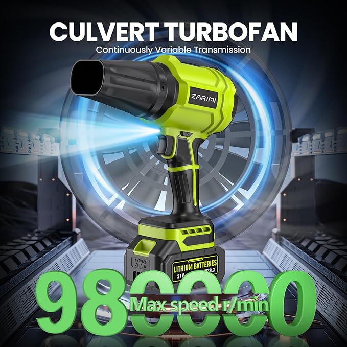 YUQUESEN Cordless Leaf Blower, 980,000 RPM Handheld Leaf Blower with 2 X 4.0Ah Batteries & Charger, Lightweight Leaf Blowers for Patio Cleaning, Lawn Care, Leaves, Dust - Light Green
