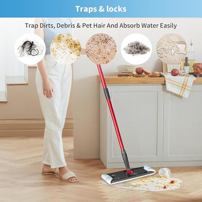 6 Pack Microfiber Mop Pads for O-Cedar H2prO Flat Mop System, Washable and Reusable Mop Replacement Heads for Floor Deep Cleaning, Mop Pad Refills for Wet Dry Floor