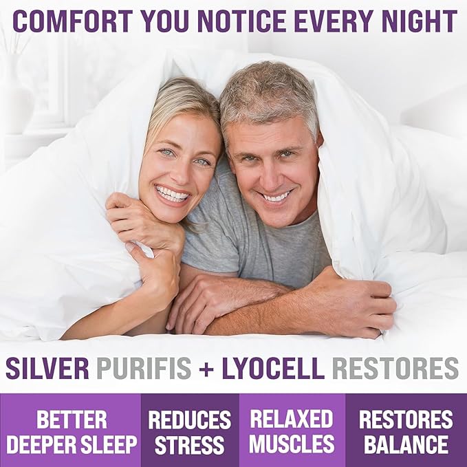 Luxury Lyocell Grounding Sheets 22% Silver Fiber, 74% Cooling Lyocell, 4% Silk, Quality Certified - Conductive Earth Fitted Sheet 15" Deep w/Wash Bag & Wool Dryer Balls (Beige, Queen)