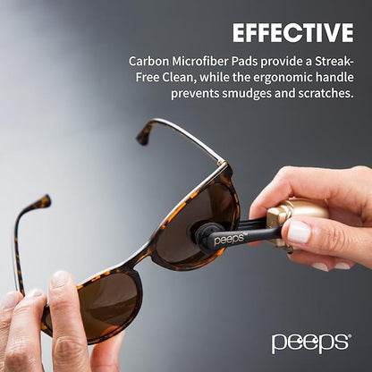Peeps Glasses Cleaner - for Eyeglasses, Reading Glasses, and More - Lens Cleaner with Carbon Microfiber Tech-Soft Touch Lavender-2 Count (Pack of 1)