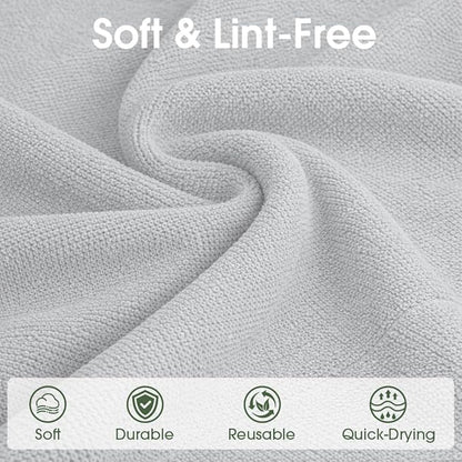 Microfiber Cleaning Cloth Roll - 100 Pack Tear Away Microfiber Paper Towels, Reusable, Washable, Scratch-Free, Kitchen Towels for Car, Home, Kitchen, Glass, Dishes (Light Grey)