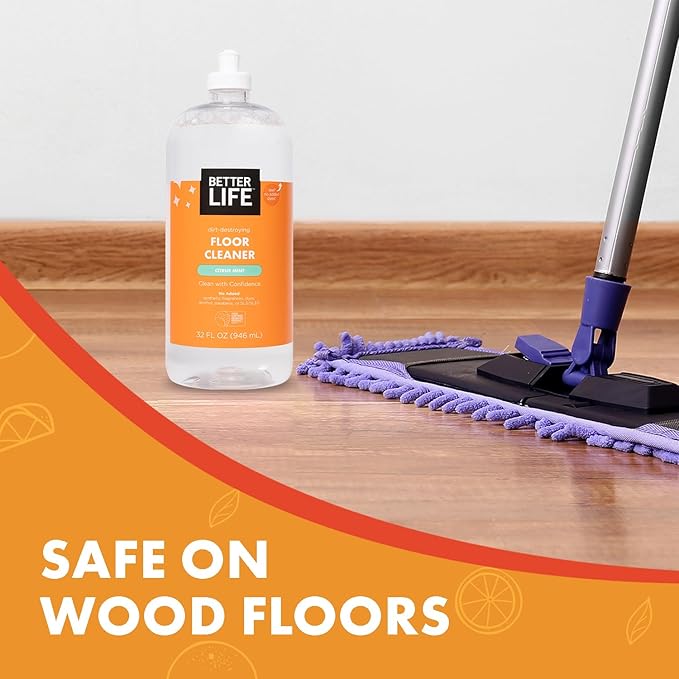 Better Life Floor Cleaner - Liquid Multipurpose Cleaner for Wood, Tile, Laminate, Vinyl, Bamboo - Hardwood Floor Cleaner for Mopping - Citrus Mint 32oz
